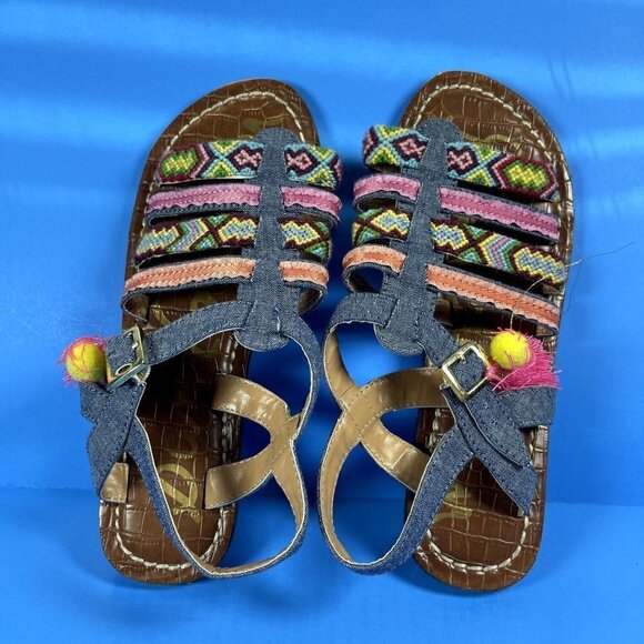 Sam Edelman Gigi Nancy EMB Multicolor Slingback Sandals Girls Shoes Size‎ 4 - Picture 5 of 8